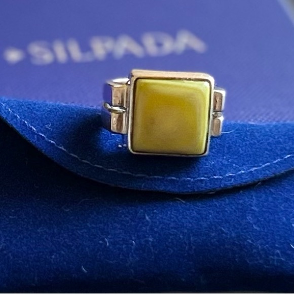 Silpada (retired) sterling silver ring green mother of pearl stone size 6 - Picture 4 of 6